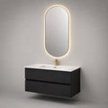 Ensemble meuble sous-vasque suspendu en MDF avec vasque en céramique, noir et blanc, 100 × 46 × 52,5 cm