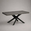 Table à manger rectangulaire avec plateau en MDF gris béton et pieds en acier noir, 160 × 90 × 76 cm