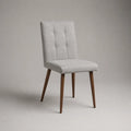 Chaise de salle à manger rembourrée en polyester gris clair avec pieds en hévéa massif marron noyer, 46 × 56 × 88 cm