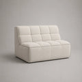 Canapé droit 2 places sans accoudoirs en tissu bouclé crème, 140 × 90 × 83 cm