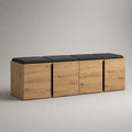 Ensemble de 4 bancs à chaussures avec rangement en panneaux de particules, assises en polyester, chêne naturel, anthracite et noir, 160 × 35 × 50 cm