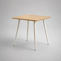Table à manger carrée 4 personnes, plateau en bois et pieds en acier blanc, 80 × 80 × 75 cm