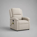 Fauteuil releveur électrique inclinable en polyester beige avec dossier haut, 82 × 90 × 105 cm