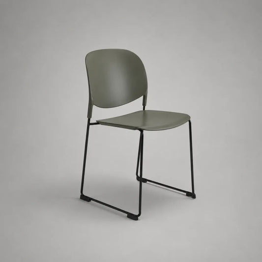 Chaise en polypropylène et acier gris-vert et noir, 50 × 53 × 79 cm