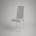 Chaise de salle à manger rembourrée en polyuréthane blanc avec pieds en acier chromé, 43 × 53 × 102 cm