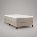 Lit 2 places 140 × 200 cm avec sommier tapissier, matelas et surmatelas, beige, blanc et marron