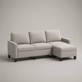 Canapé d’angle 3 places en tissu beige clair avec méridienne droite, 190 × 130 × 85 cm